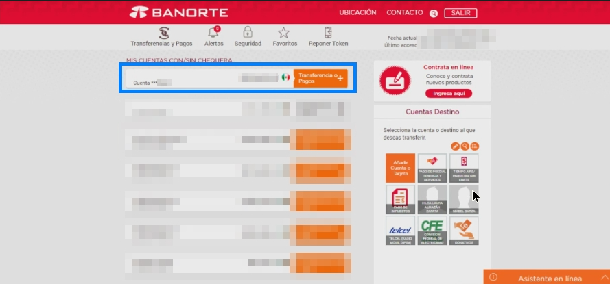 solicitar estado de cuentas en Banorte paso 1