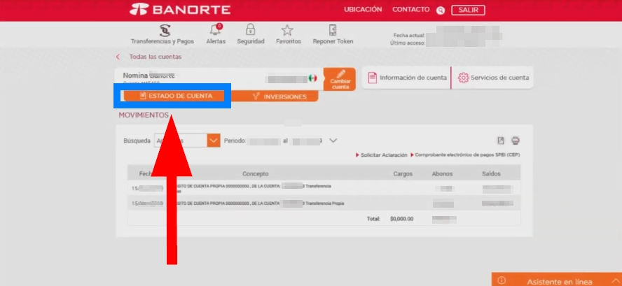 solicitar estado de cuentas en Banorte paso 2
